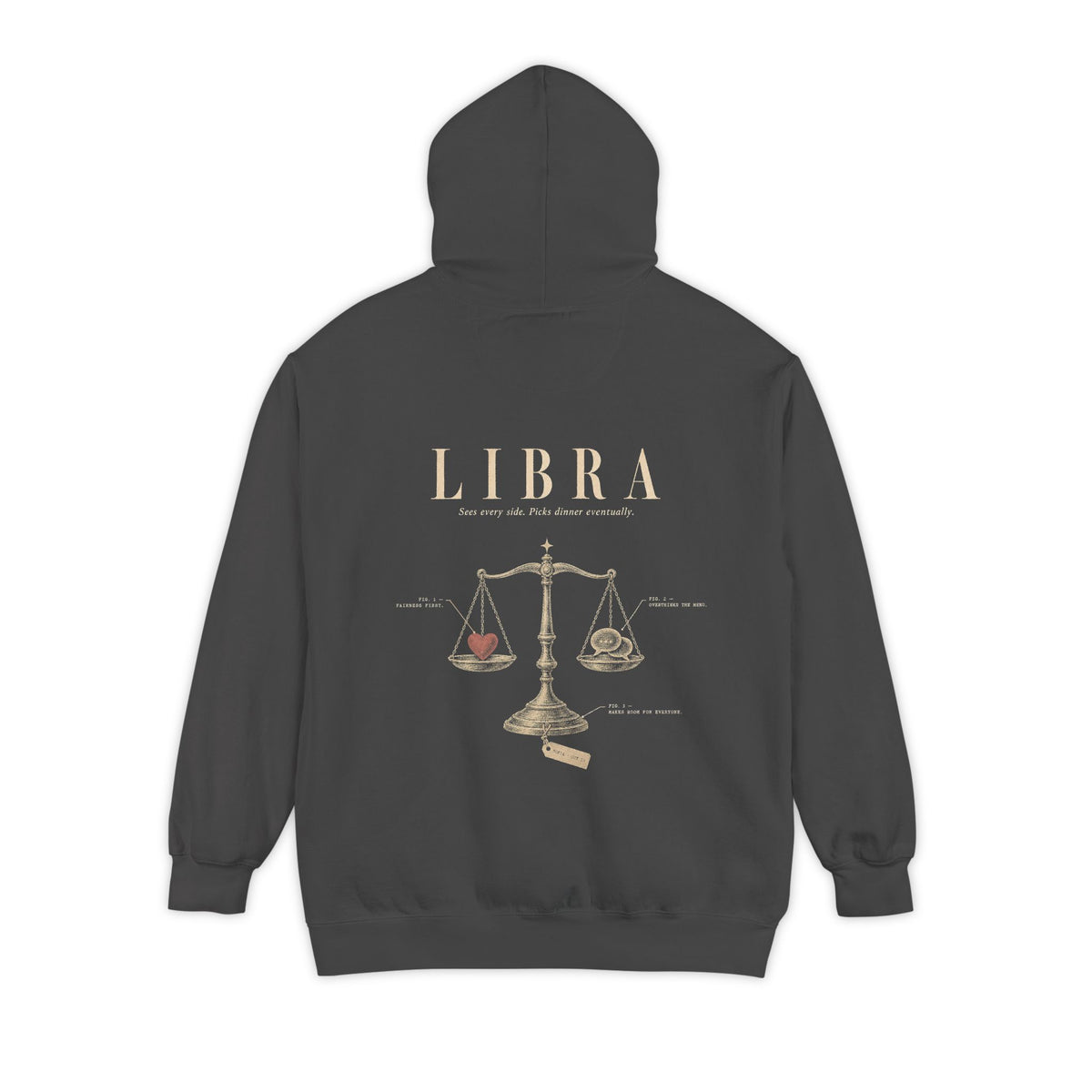 Libra Scale Illustration Hoodie | Vintage Zodiac Astrology Garment-Dyed Sweatshirt